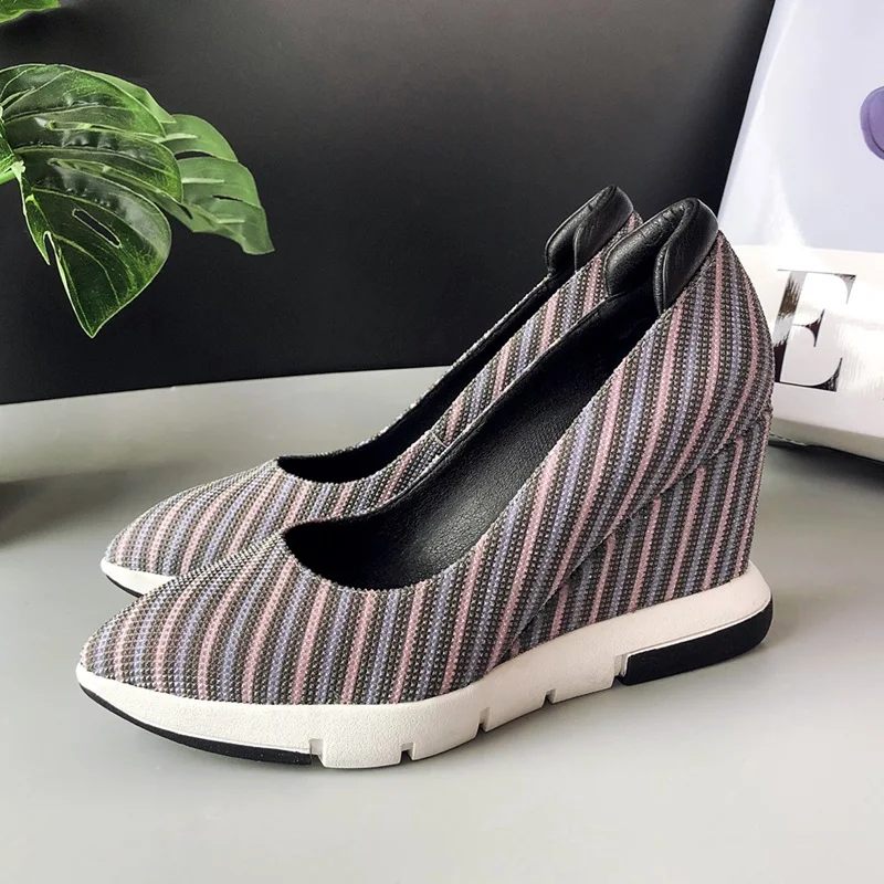 EGONERY Brand women's Wedges pumps 2019 summer high quality Pointed Toe Super High heels shoes retro punk flower fashion girl