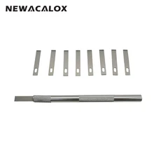 NEWACALOX 12pcs Sculpting Engraving for PCB Repair Mobile Phone Films DIY Accessories Metal Knife Blades Pen Wood Carving Tools