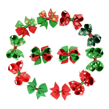 

12pcs Children Girls Christmas Ribbon Bows Hairpins Hairclips Baby Girls Hair Clips Kids Party Gifts Women Hair Accessories