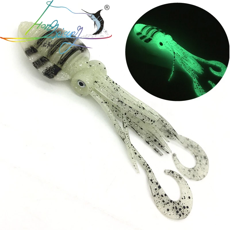 12cm/15cm/18cm Fishing Soft Lure Luminous/UV Squid Jig Fishing Tuna Lures Octopus Skirts Sea Fishing Wobbler Bait Lure Leurre