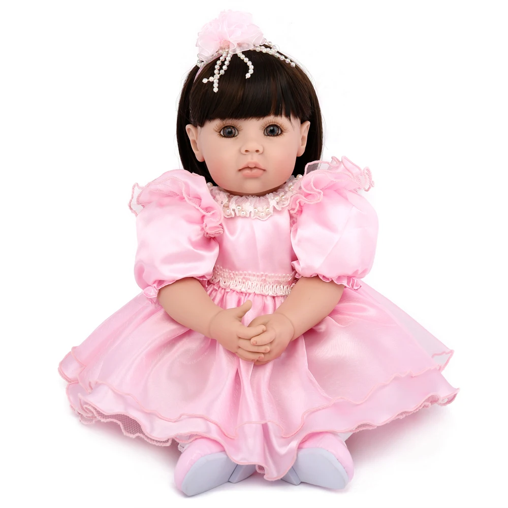

50cm/20" handmade Silicone Vinyl Reborn Baby Doll Toy For Kid Girl princess toddlers pink dress vinyl newborn kids play house