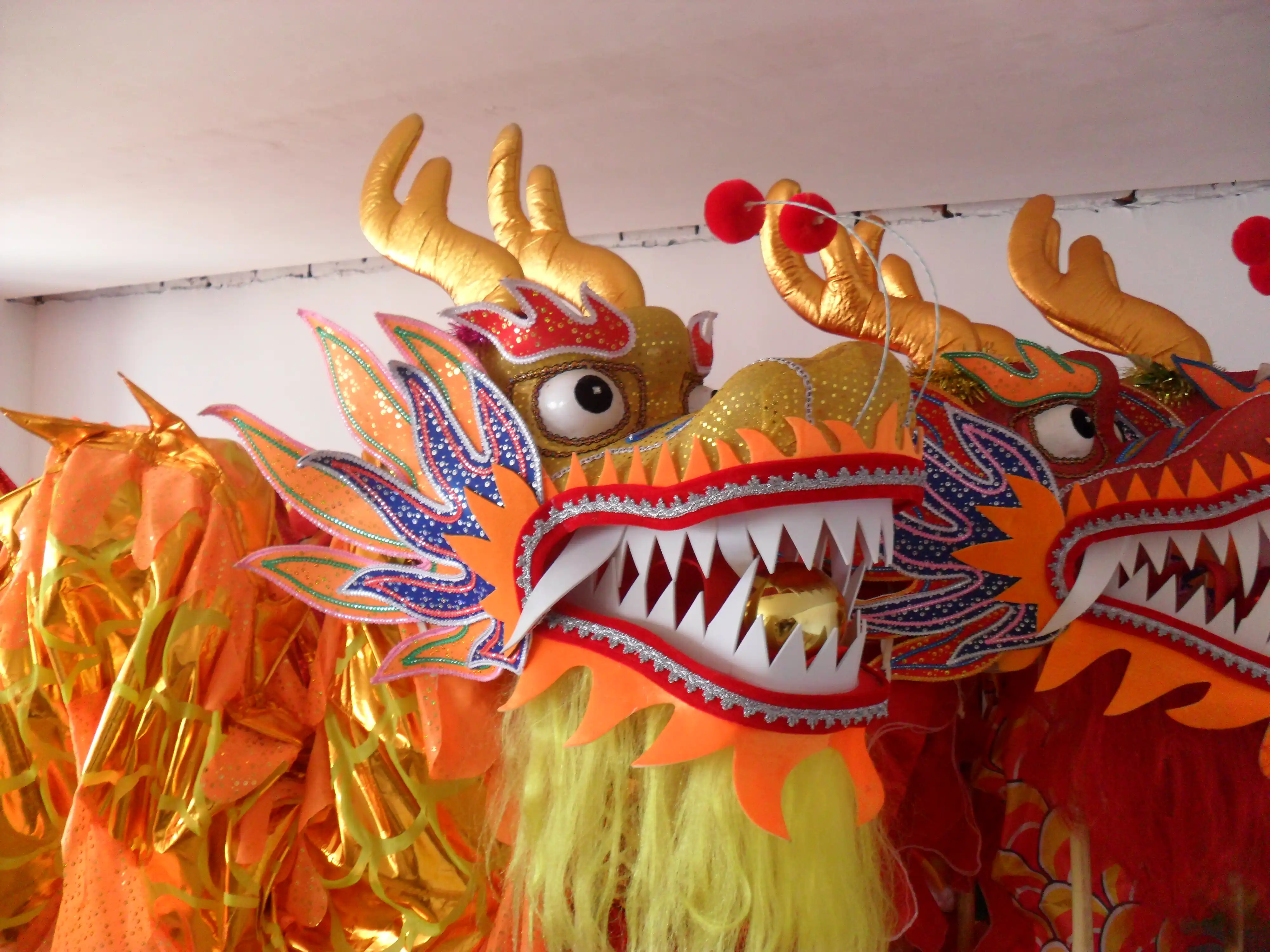 6m 4 adult DRAGON DANCE ORIGINAL Chinese Folk Festival Costume Led Lights