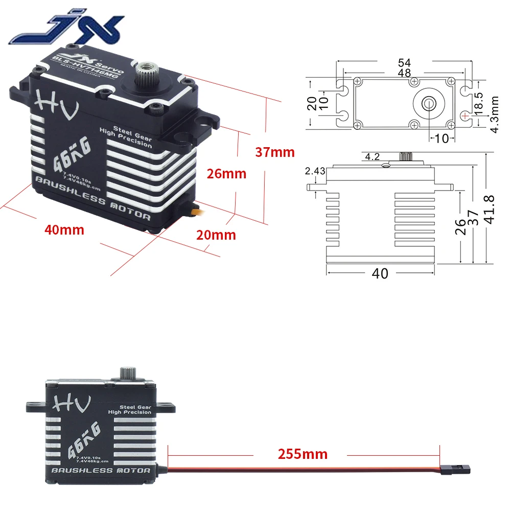 JX BLS-HV7146MG Водонепроницаемый 46 кг бесщеточный Стандартный Servo 8,4 V 0.1sec Сталь Шестерни Квасцы для 1/5 RC автомобиль грузовой вертолет робот