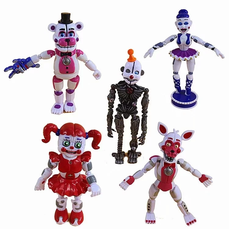 

Hot 5 Pcs/set Five Nights At Freddy's Game FNAF Figure Funtime Freddy Foxy Sister Location Lightening Movable Joint Gift Toys