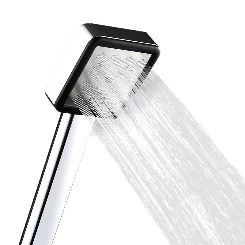 ABS Chrome Hand Held Shower Head Filter Pressurized Water Saving Square