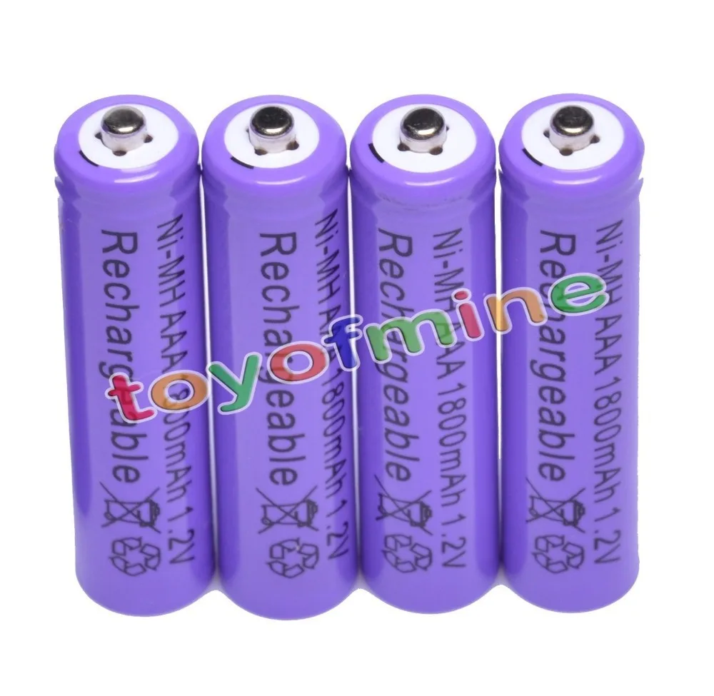 4x AAA 1800 mAh 3A 1,2 V Ni-MH фиолетовый аккумуляторная батарея для MP3 RC игрушки