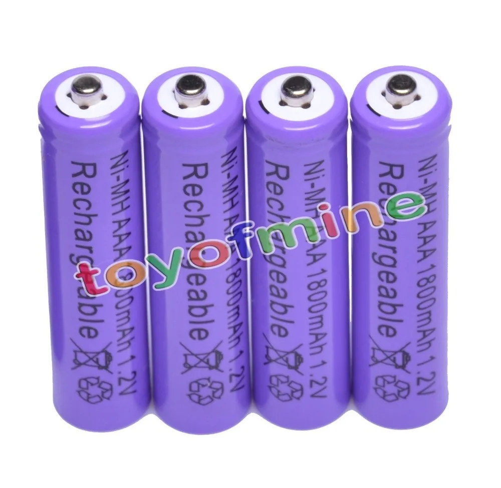 

4x AAA 1800mAh 3A 1.2 V Ni-MH Purple Rechargeable Battery Cell for MP3 RC Toys