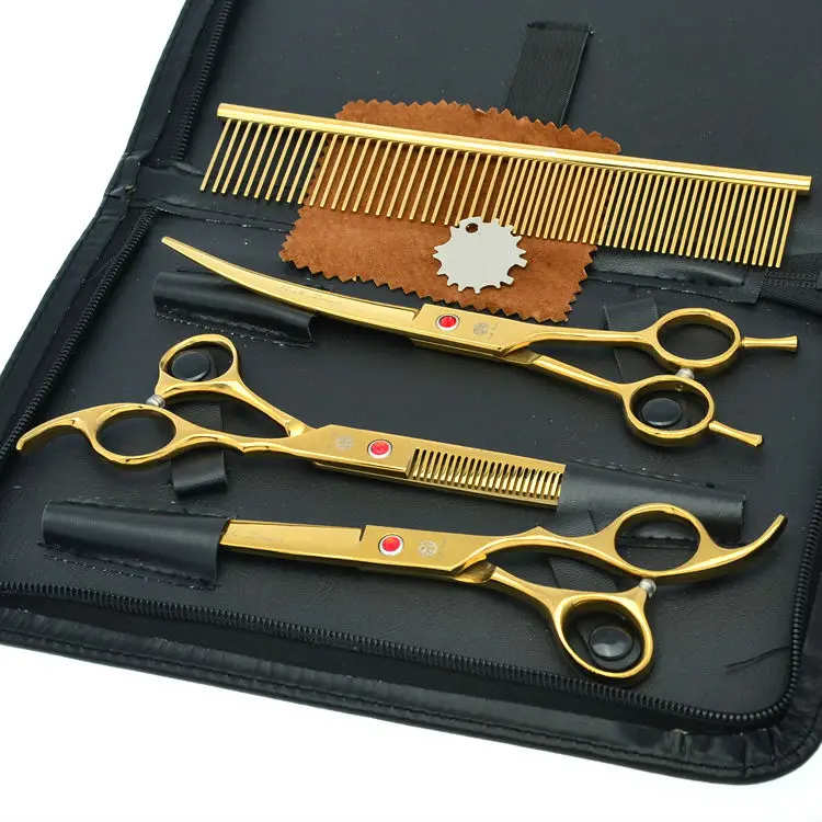 

8.0" Professional Pet Scissors Set Dog Grooming Shears Straight & Curved & Thinning Scissors Kit JP440C, LZS0419