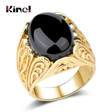 Kinel модное дубайское Золотое большое кольцо для мужчин, свадебные аксессуары, черное кольцо в стиле панк, винтажное ювелирное изделие,, новинка