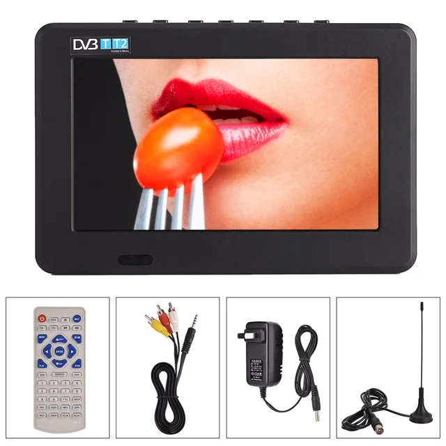 DVB-T-T2 16:9 Portable TFT-LED HD Digital Analog Color TV Television Player US Plug 7 Inches