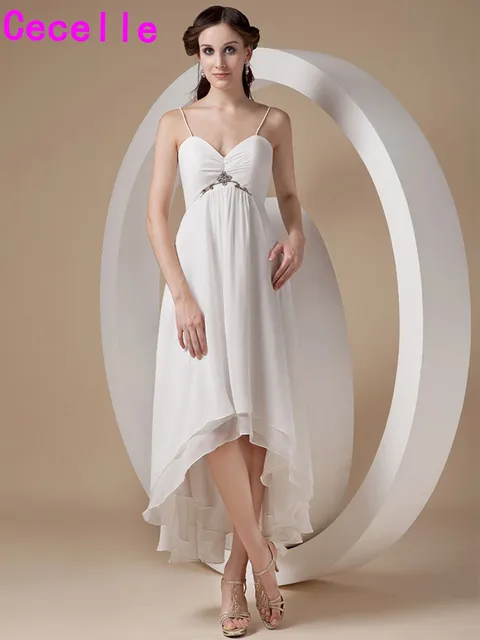 Informal Chiffon Ivory High Low Maternity Wedding Dresses With Informal Chiffon Ivory High Low Maternity Wedding Dresses With Spaghetti Straps Summer Reception Gowns For