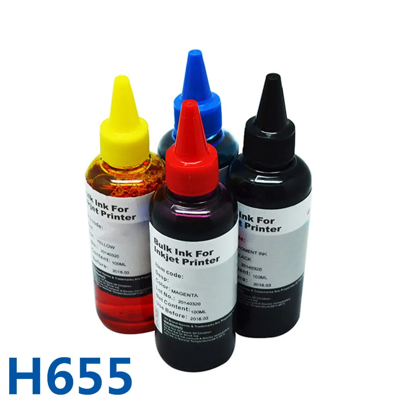 4 Colors For HP655 Vivid Color Printing Bulk Ink Dye Printer Ink For HP Deskjet Ink