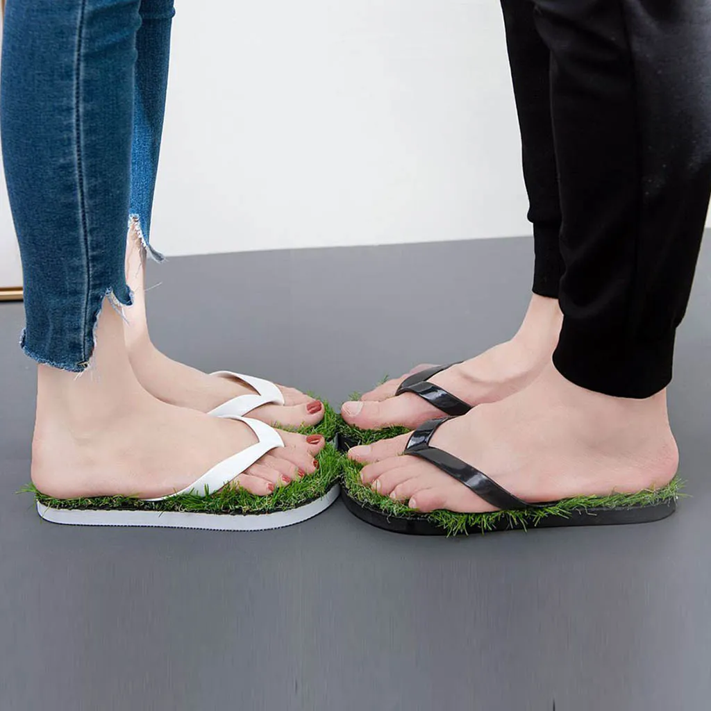 Мужские летние женские домашние тапочки; летние пляжные вьетнамки; повседневные сандалии с имитацией травы; домашняя обувь; zapatos de mujer