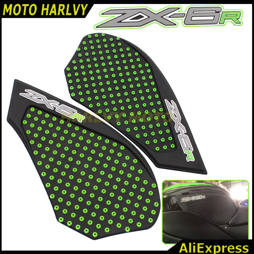 

For Kawasaki ZX6R 07 08 Motorcycle Tank Pad Protector Sticker Decal Gas Knee Grip Tank Traction Pad Side