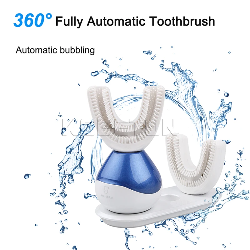 

New Technology Ultrasonic Teeth Whitening Electric Toothbrush Rechargeable Automatic U Shape Adults 360 Degrees Double Head