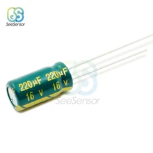 50 шт в наборе, высокая частота низкая ESR Алюминий электролитический конденсатор с алюминиевой крышкой, 16V 220 мкФ 6x12 мм