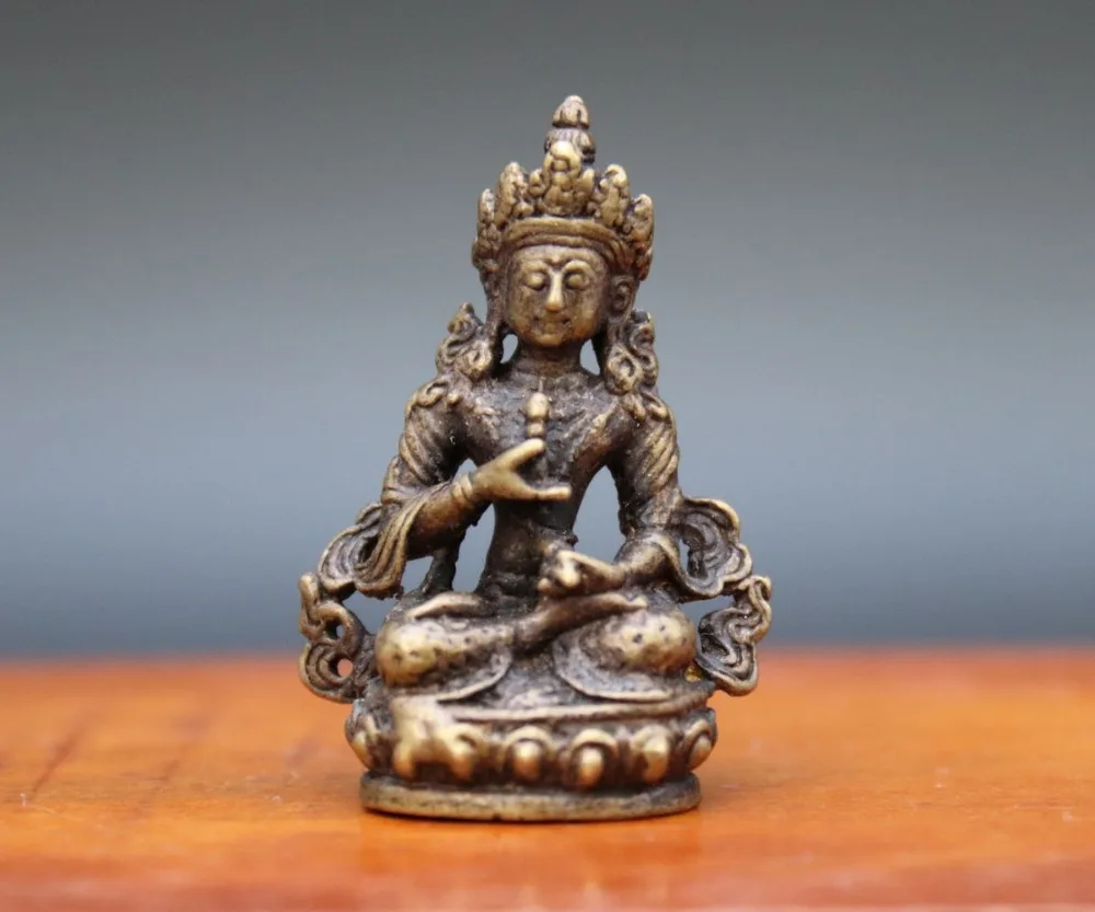 7 CM Tibet Pure Bronze Dharma Bodhidharma Daruma Master Of Zen zazen sculpture