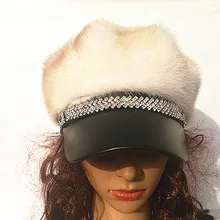 Модная новая норковая шляпа женская кожаная соломенная шляпа Зимняя наружная теплая шляпа новинка меховая шапка
