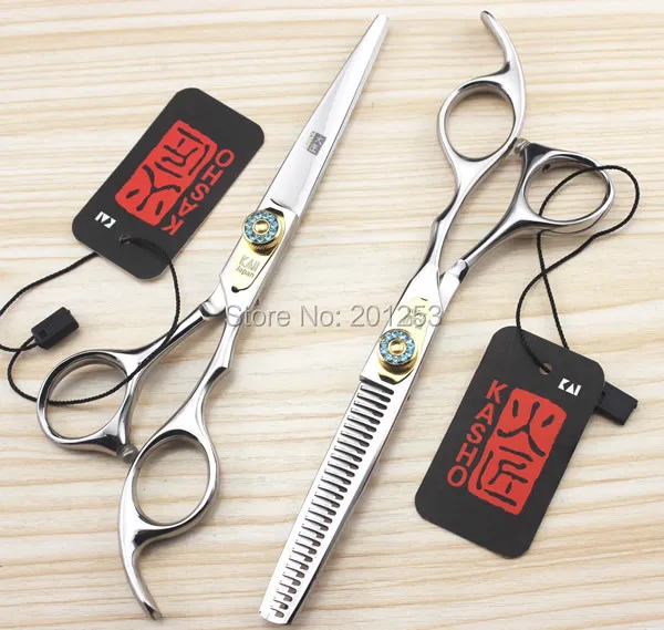

6.0 Inch Kasho Professional Hair Cutting Scissors Thinning Shears Kits Japanese Steel Human Hair Scissors for Barbers LZS0153