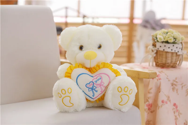 Светодиодный свет Teddy Bear Cute Bear Hug услышать плюшевые игрушки красочные светящийся животных световой плюшевые куклы, игрушки для детей подарок для детская
