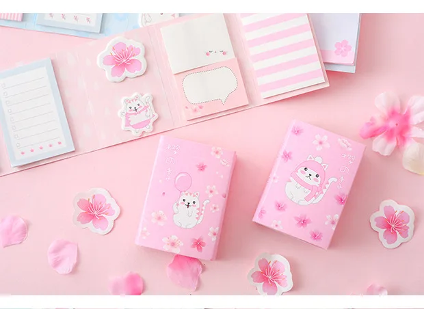 Kawaii Cherry blossoms cat 6 складной блокнот для заметок N Times Sticky Notes memo закладки для блокнота подарок Bullet Journal канцелярские принадлежности