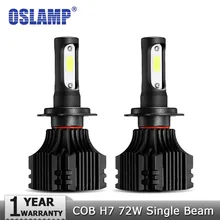Oslamp COB 72 Вт H7 светодиодный Фара Автомобиль лампы 8000LM 6500 К 12 В 24 В авто светодиодный налобный фонарь Наборы противотуманные огни для гольфа Hyundai Toyota Mercedes
