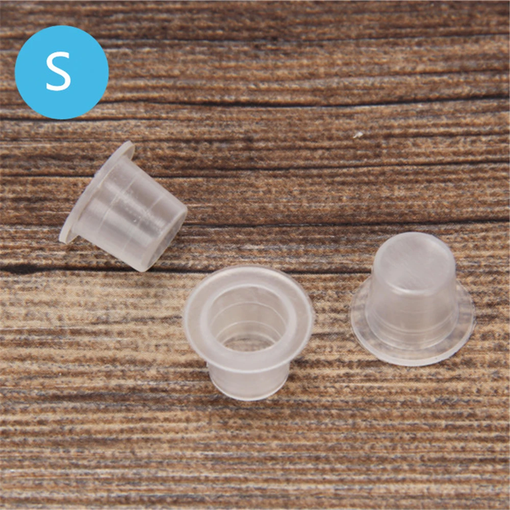 

100Pcs Plastic Microblading Tattoo Ink Cap Cup Pigment Clear Holder Container S/M/L Size For Needle Tip Grip Power Supply