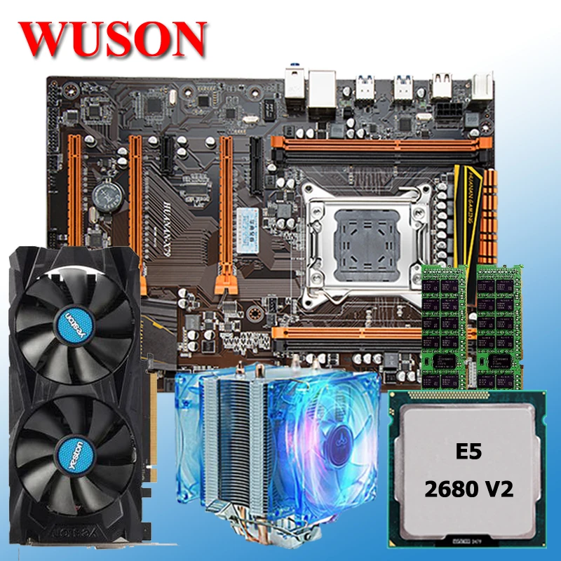 Новое поступление huanan deluxe X79 материнская плата Xeon E5 2680 v2 с Процессор охладитель