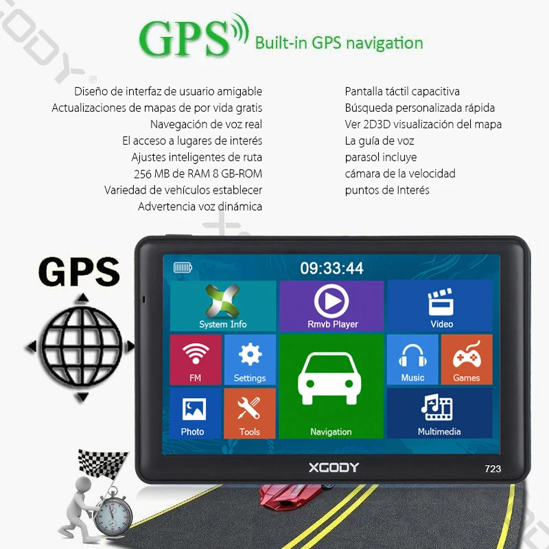 XGODY 7 дюймов gps навигация 256 Мб 8 Гб автомобильный Грузовик Sat Nav Навигатор Bluetooth Зонт Европа бесплатные карты Россия Navitel