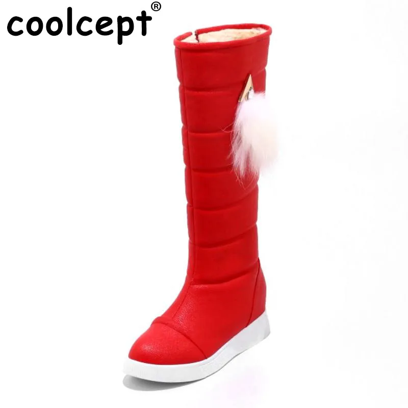 CooLcept Женская обувь на платформе Снегоступы бабочкой половина полусапожки меху