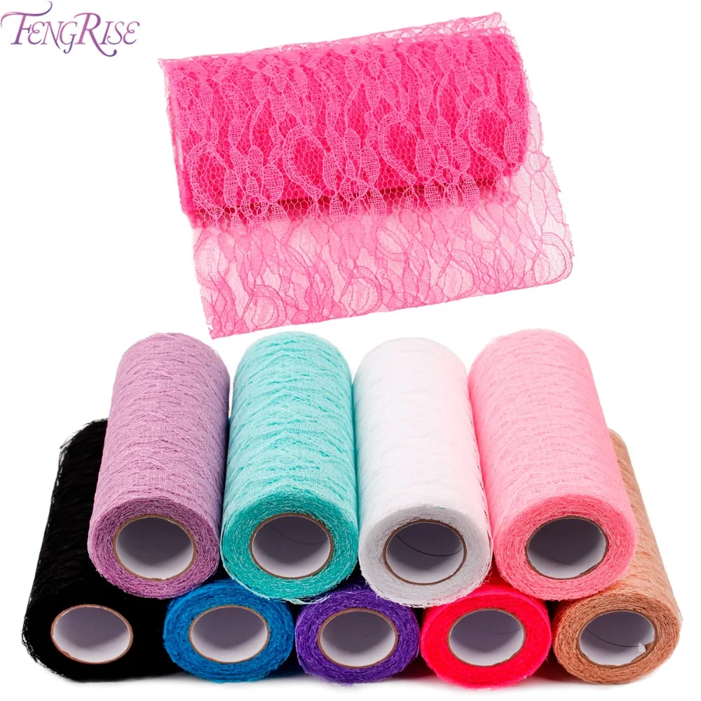 

FENGRISE Tulle Roll 10yards 15cm Spool Lace Roll Wedding Decoration DIY Netting Fabric Chair Sashes Table Runner Party Supplies