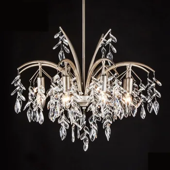 

Simple European Crystal Pendant Lamp Luxury E14 LED Large Hall Lamp Retro Creative Living Room Bedroom Candle Chandelier