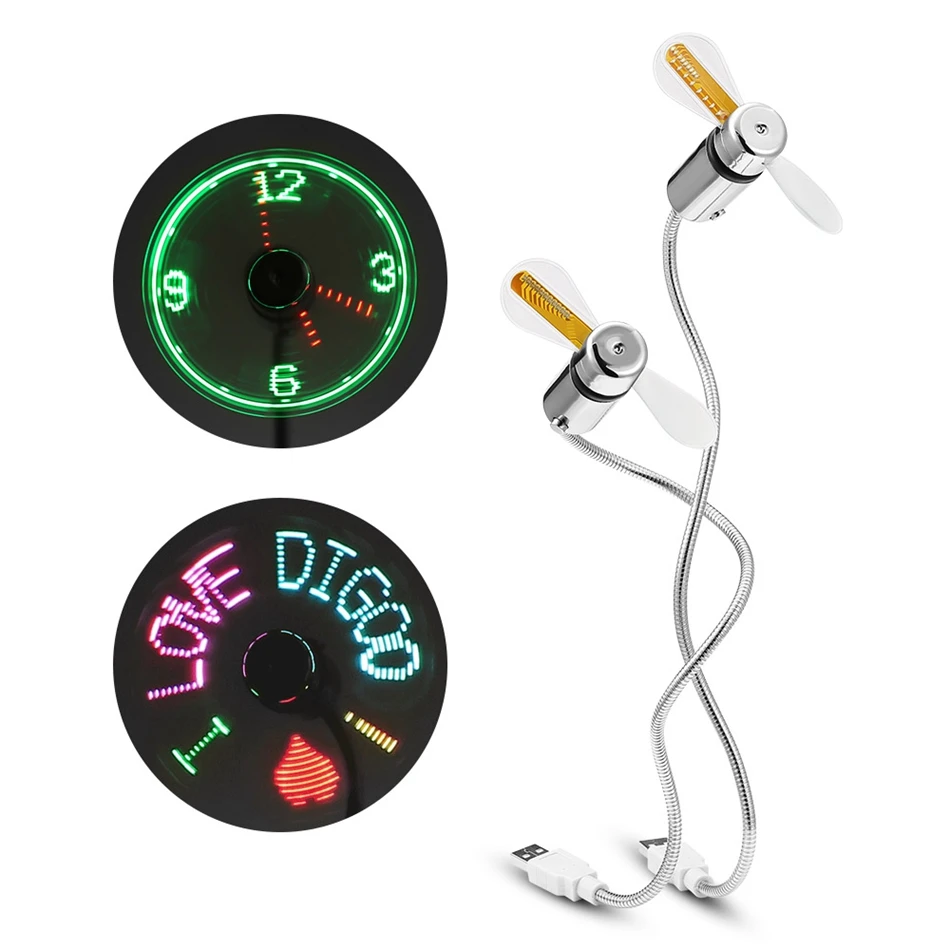 

Digoo DIY RGB LED Programmable USB Fan & Real Time Cooling Flashing Clock Fan Colorful Display With Flexible Gooseneck Summer