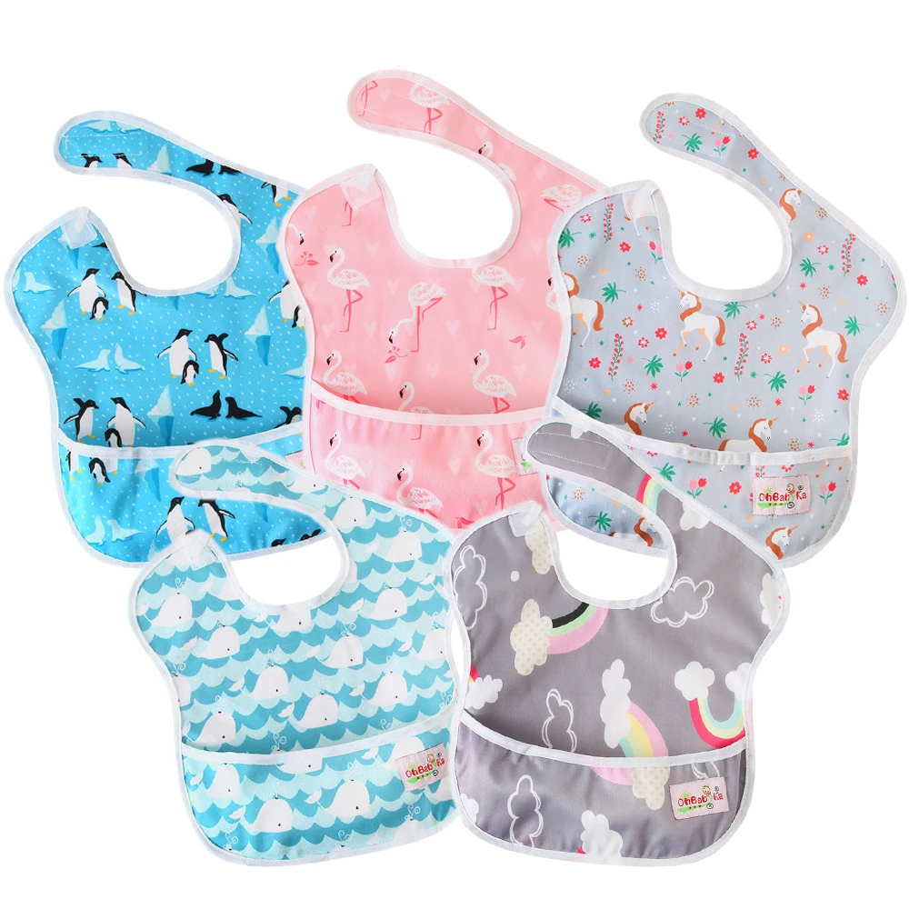 

Ohbabyka 5PCS/Lot Baby Bibs with Pocket Baberos Bebes Reusable Waterproof Bib Baby Girl Clothes Bibs & Burp Cloths Shower Gift
