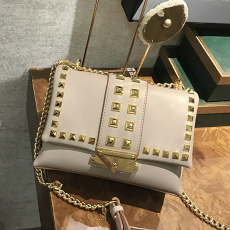 

HK belongs to China-Luxury Fashion Rivet Chain Shoulder Messenger Bags Famous Designer Women Purses and Handbags