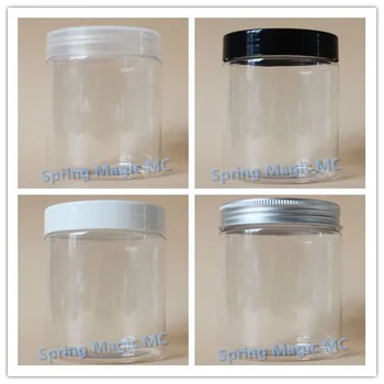 

100pcs 250g +50pcs 100g Transparent PET Cream Jars With Black/White Lid