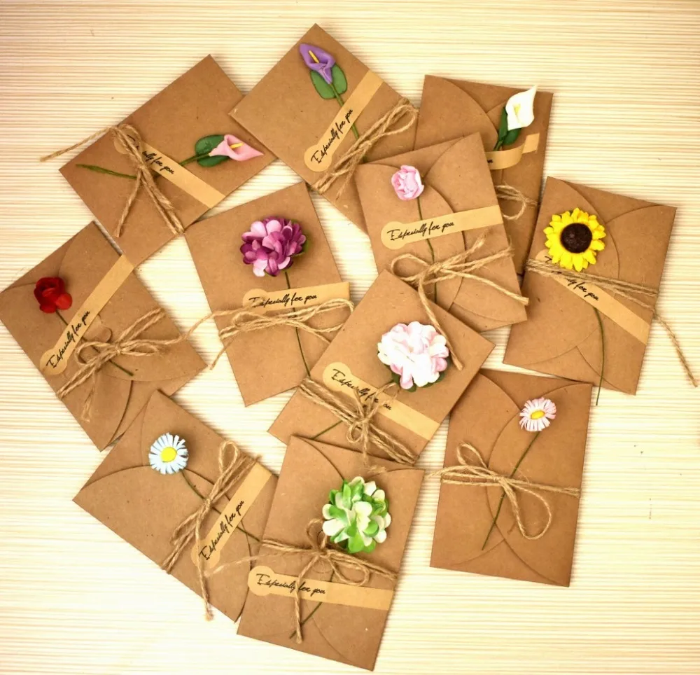 Buy 40pc/lot Dry flower retro message gift card