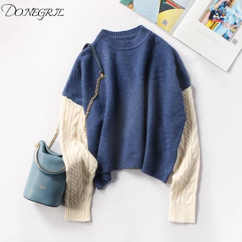 

2019 autumn and winter new brand women's fashion solid color thick warm warm loose short wool sweater sweater women