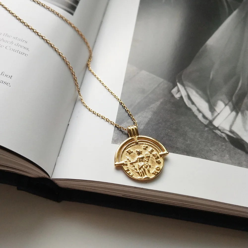 

925 sterling silver girl figure pendant necklace gold half round personality figure necklace men figure jewelry for women charm