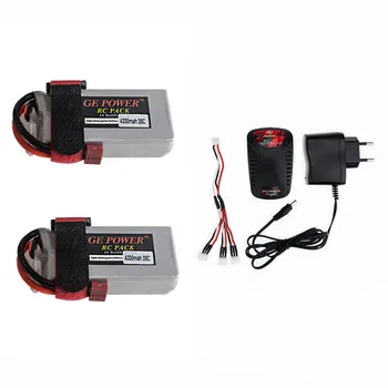 

2 3 pcs upgrade 7.4V 4200MAH 25C 2S li-po battery with 3s balance charger T plug GE Power for Wltoys 12428 RC car/RC boat