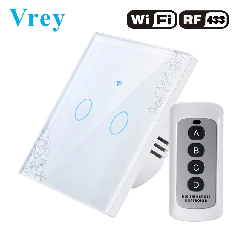Настенный сенсорный выключатель Vrey Samrt с поддержкой Wi Fi и дистанционным