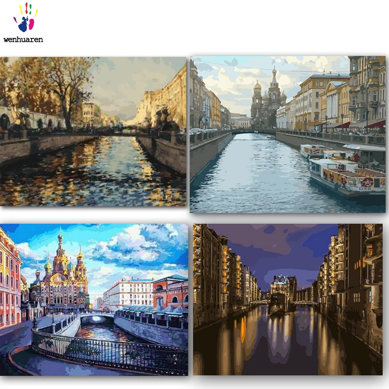 

DIY colorings pictures by numbers with colors Riverside scenery picture drawing painting by numbers framed Home