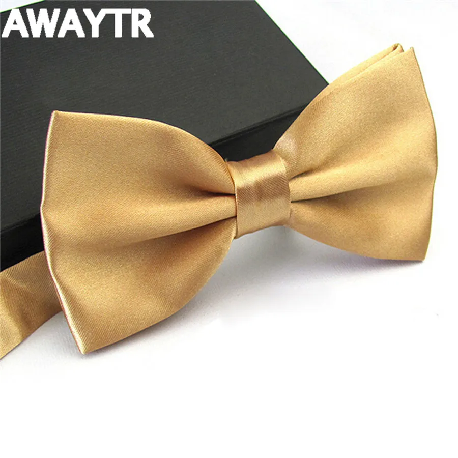 Мужские галстуки бабочки AWAYTR черные шелковые одноцветные регулируемые 2018|color bow