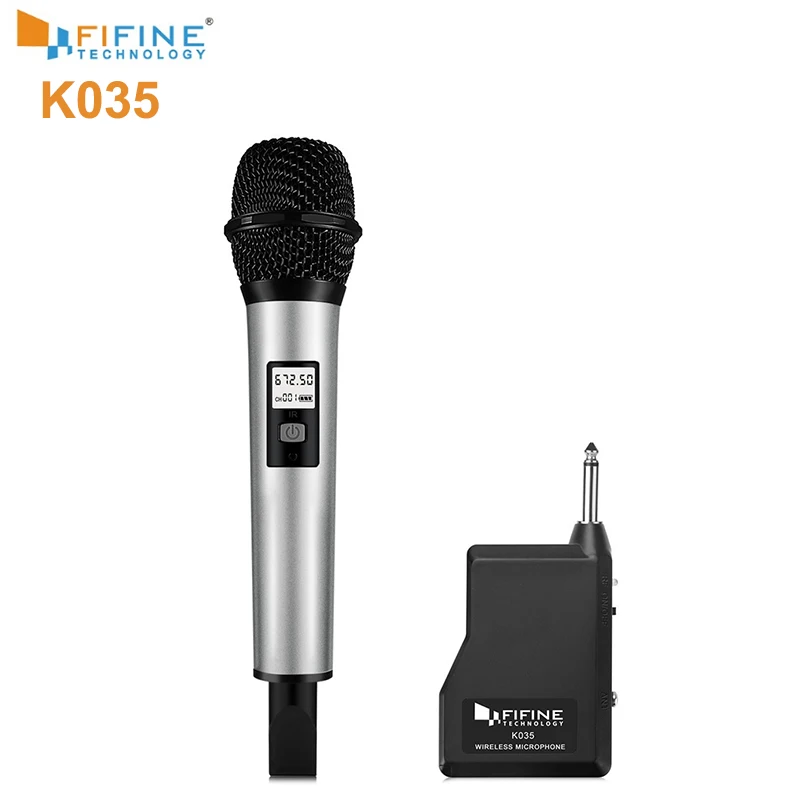 

New FIFINE K035 Wireless Handheld Microphone With Receiver 50Hz-16KHz Microphone Mikrofon For Computer Video Recording PC Laptop