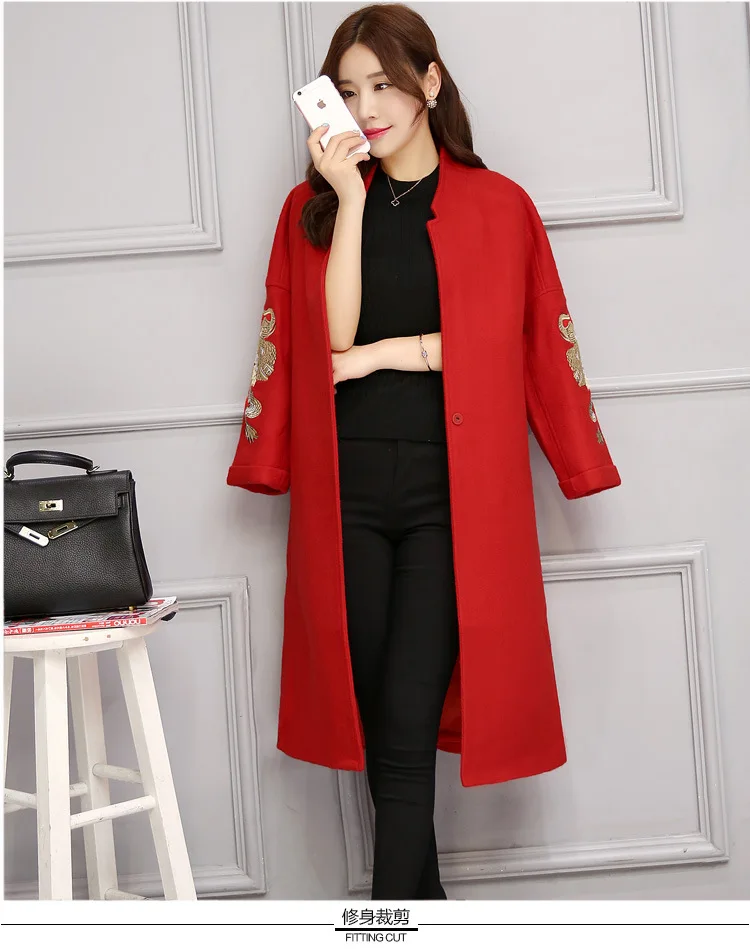 Зимнее модное женское свободное новое пальто с длинным рукавом средней длины Высококачественная шерстяная куртка женское плотное теплое шерстяное пальто AL354