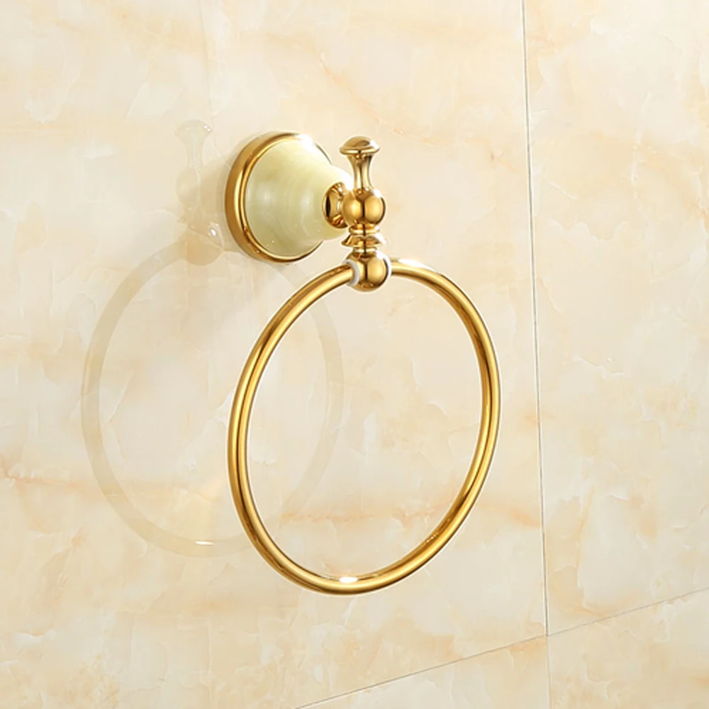

A1 All-copper natural jade towel rack bathroom towel hanging ring hardware pendant wx6211154