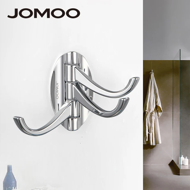 JOMOO Wall Coat Rack Rotatable 3 Robe Hook for clothes Bathroom or