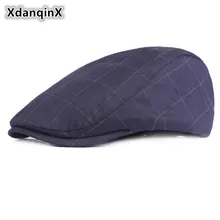 XdanqinX весна лето мужские шапки повседневные хлопковые береты регулируемый размер простой клетчатый язычок кепка мужская Bone DAD шляпа для взрослых мужчин