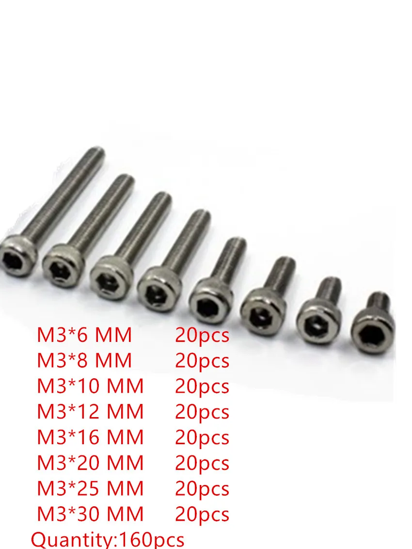 Aliexpress Buy 160pc M3 Stainless Steel Screws Allen Hex Socket 