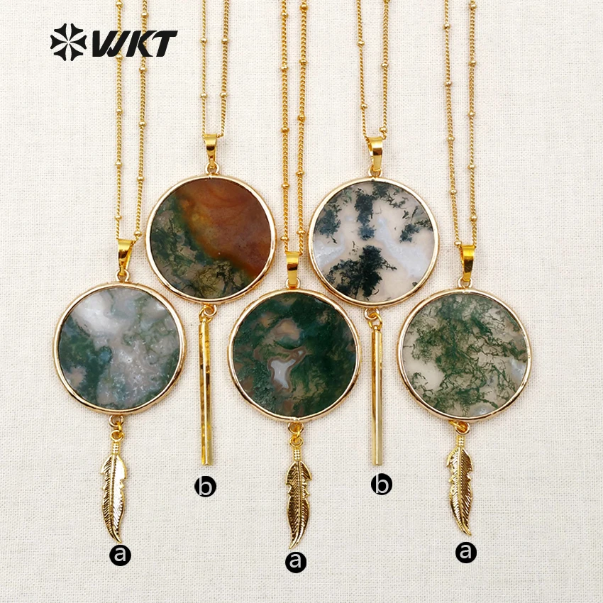 

WT-N1105 WKT Wholesale Unique Natural Stone Women Pendants Necklaces Metel Plated Chain 18 inch Fashion Female Jewelry